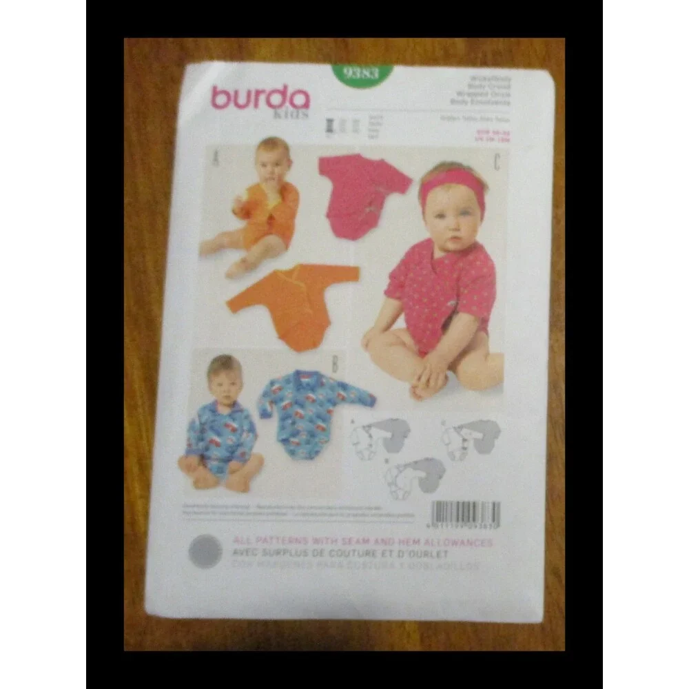 Burda Kids 9383 Sewing Pattern Wrapped One Piece Outfit Size 1M-18M NEW
